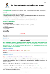 Séquence - Fiche de préparation La formation des adverbes en - ment - Séquence - Fiche de préparation : 5eme Primaire - PDF à imprimer
