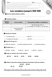 Les nombres jusqu'à 999 999 - Examen Evaluation - Bilan : 4eme Primaire - PDF à imprimer