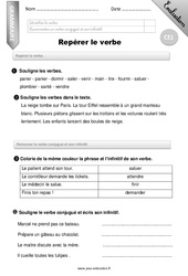 Repérer le verbe - Examen Evaluation - Bilan : 2eme Primaire - PDF à imprimer