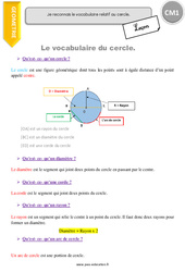 Reconnaitre le vocabulaire relatif au cercle - Cours, Leçon : 4eme Primaire - PDF à imprimer