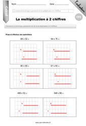 Multiplication à 2 chiffres - Examen Evaluation - Bilan : 4eme Primaire - PDF à imprimer