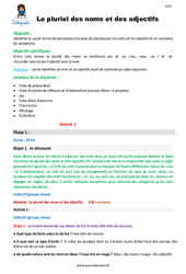 Séquence - Fiche de préparation Le pluriel des noms et des adjectifs - Séquence - Fiche de préparation : 5eme Primaire - PDF à imprimer