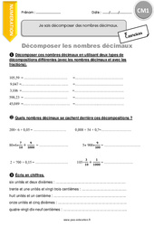 Décomposer les nombres décimaux - Exercices avec correction : 4eme Primaire - PDF à imprimer
