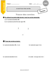 Tracer des cercles - Exercices avec correction : 4eme Primaire - PDF à imprimer