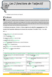 Deux fonctions de l’adjectif - Soutien scolaire - Aide aux devoirs : 5eme Primaire - PDF à imprimer