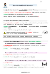 Accorder les adjectifs de couleur - Cours, Leçon : 5eme Primaire - PDF gratuit à imprimer