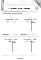 Division à deux chiffres - Examen Evaluation - Bilan : 4eme Primaire - PDF à imprimer