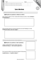 Durées - Examen Evaluation - Bilan : 4eme Primaire - PDF à imprimer