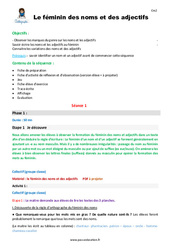 Le féminin des noms et des adjectifs - Séquence - Fiche de préparation : 5eme Primaire - PDF à imprimer