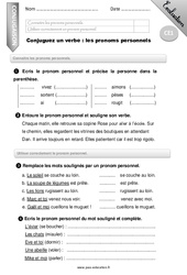 Pronom personnel - Examen Evaluation - Bilan : 2eme Primaire - PDF à imprimer