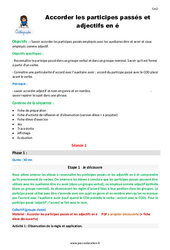Séquence - Fiche de préparation Accorder les participes passés et adjectifs en - é - Séquence - Fiche de préparation : 5eme Primaire - PDF à imprimer