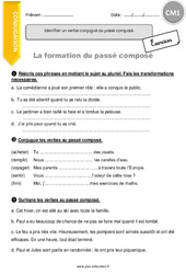 Passé composé - Exercices  : 4eme Primaire - PDF à imprimer