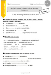 Homophones en - se et - ce - Exercices avec correction : 4eme Primaire - PDF à imprimer