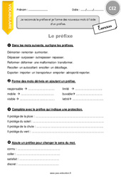 Préfixe - Exercices  : 3eme Primaire - PDF à imprimer