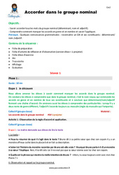 Séquence - Fiche de préparation Accorder dans le groupe nominal - Séquence - Fiche de préparation : 5eme Primaire - PDF à imprimer