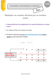 Multiplier un nombre décimal par un nombre entier - Cours, Leçon : 5eme Primaire - PDF gratuit à imprimer