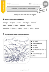 Lexique de la montagne - Exercices  : 2eme Primaire - PDF à imprimer