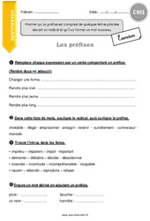 Préfixes - Exercices avec correction : 4eme Primaire - PDF à imprimer