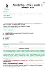 Accorder les participes passés et adjectifs en - é - Séquence - Fiche de préparation : 4eme Primaire - PDF à imprimer