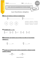 Fractions simples - Exercices avec correction : 5eme Primaire - PDF à imprimer