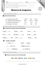 Mesure de longueur - Examen Evaluation - Bilan : 4eme Primaire - PDF à imprimer
