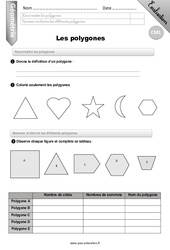 Polygones - Examen Evaluation - Bilan : 4eme Primaire - PDF à imprimer