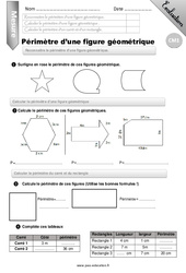 Périmètre d’une figure géométrique - Examen Evaluation - Bilan : 4eme Primaire - PDF à imprimer