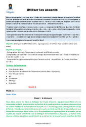 Utiliser les accents - Fiche de préparation : 4eme Primaire - PDF à imprimer