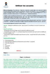 Utiliser les accents - Séquence - Fiche de préparation : 4eme Primaire - PDF à imprimer