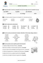 Utiliser les accents - Exercices avec correction : 4eme Primaire - PDF à imprimer