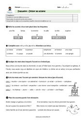 Utiliser les accents - Examen Evaluation - Bilan : 4eme Primaire - PDF à imprimer
