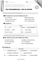 Homophones a - à et on - ont - Examen Evaluation - Bilan : 2eme Primaire - PDF à imprimer