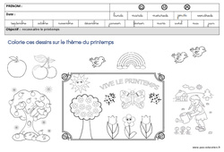 Coloriage sur le thème « printemps » : 3eme Maternelle - Cycle Fondamental - PDF à imprimer