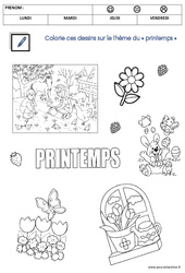 Coloriage sur le thème du printemps : 1ere Maternelle - Cycle Fondamental - PDF à imprimer