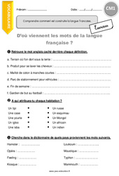 Comment est construite la langue française - Exercices à imprimer : 4eme Primaire