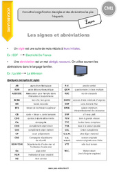 Signes et abréviations - Cours, Leçon : 4eme Primaire <small style='color:inherit;'>(téléchargement gratuit)</small>