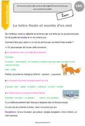 Lettre finale et muette d’un mot - Cours, Leçon : 4eme Primaire - PDF gratuit à imprimer