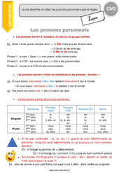 Pronoms personnels - Cours, Leçon : 5eme Primaire - PDF gratuit à imprimer