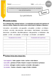 Champ lexical et vocabulaire de la peinture - Exercices  : 5eme Primaire - PDF à imprimer