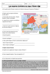 Empire carolingien - Empire byzantin - Exercices corrigés - Empires chrétiens du Haut Moyen Âge : 6eme Primaire - PDF à imprimer