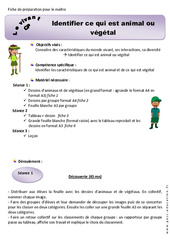 Animal ou végétal - Séquence - Fiche de préparation : 1ere Primaire - PDF à imprimer