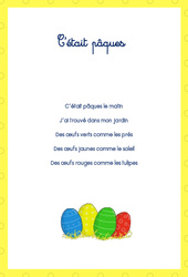 Comptines - Pâques : 1ere, 2eme, 3eme Maternelle - Cycle Fondamental - PDF à imprimer