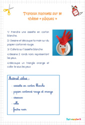 Travaux manuels - Pâques - Affiche : 2eme Maternelle - Cycle Fondamental - PDF à imprimer