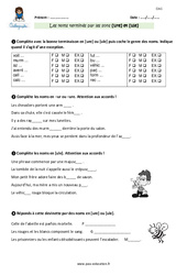 Noms terminés par les sons - ure et - ule - Exercices avec correction : 4eme Primaire - PDF à imprimer