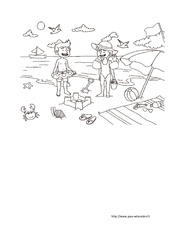 Coloriage A la plage - Été : 1ere, 2eme, 3eme Maternelle - Cycle Fondamental - PDF à imprimer
