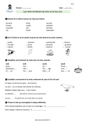Mots contenant les sons - ai - eil - euil - ouil - Exercices avec correction : 4eme Primaire - PDF à imprimer