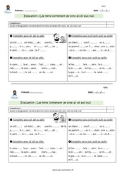Mots contenant les sons - ai - eil - euil - ouil - Examen Evaluation - Bilan : 4eme Primaire - PDF à imprimer