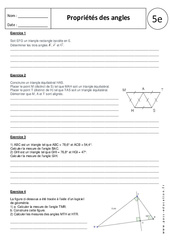 Propriété des angles - Exercices corrigés : 1ere Secondaire - PDF à imprimer