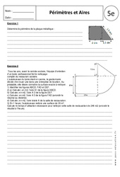 Périmètres - Aires - Calculs - Exercices corrigés : 1ere Secondaire - PDF à imprimer