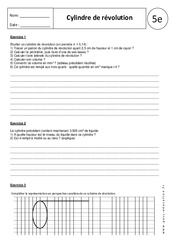 Cône de révolution - Cylindre - Exercices corrigés : 1ere Secondaire - PDF à imprimer